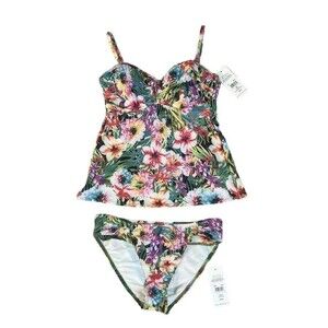 Floral Print Tankini Swim Set in Multicolor - Women